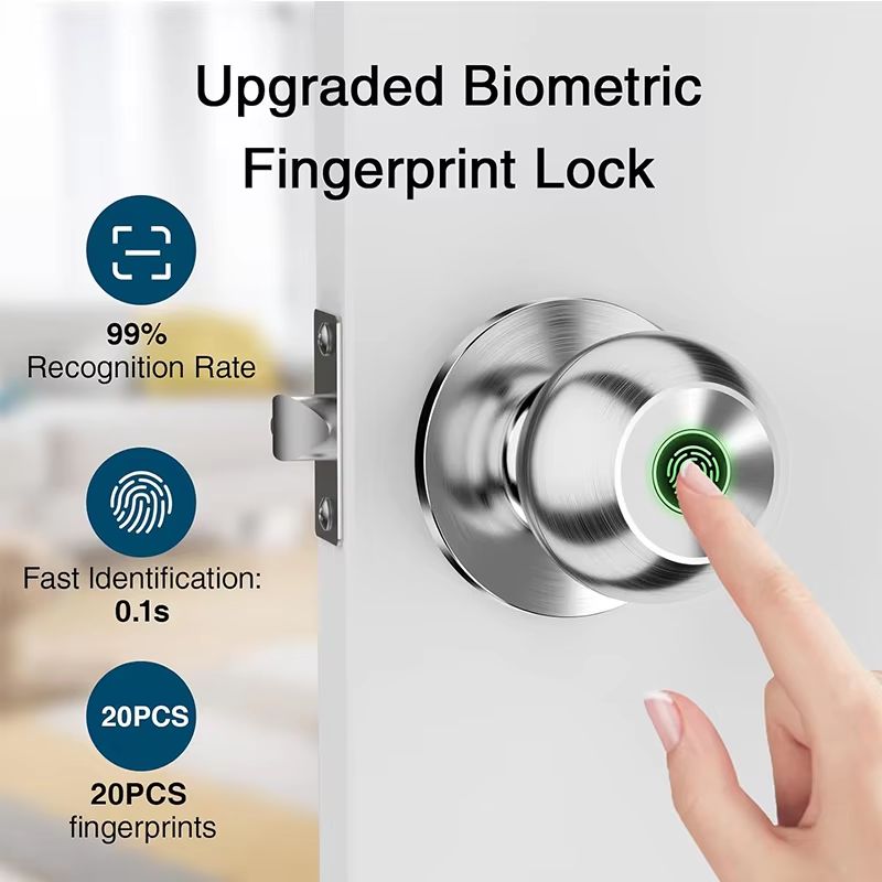 Smart Fingerprint Door Knob - Keyless Biometric Lock