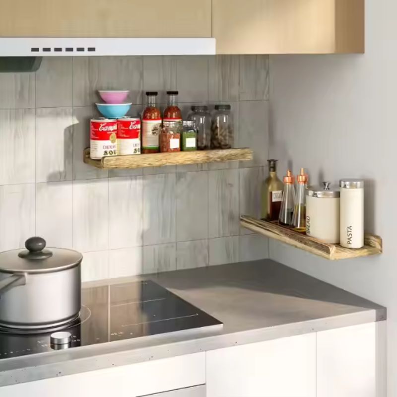 Wooden Wall Mounted Shelves – Farmhouse Floating Shelf Set