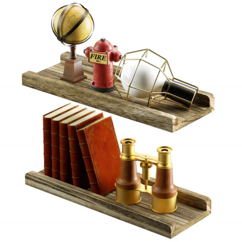 Wooden Wall Mounted Shelves – Farmhouse Floating Shelf Set