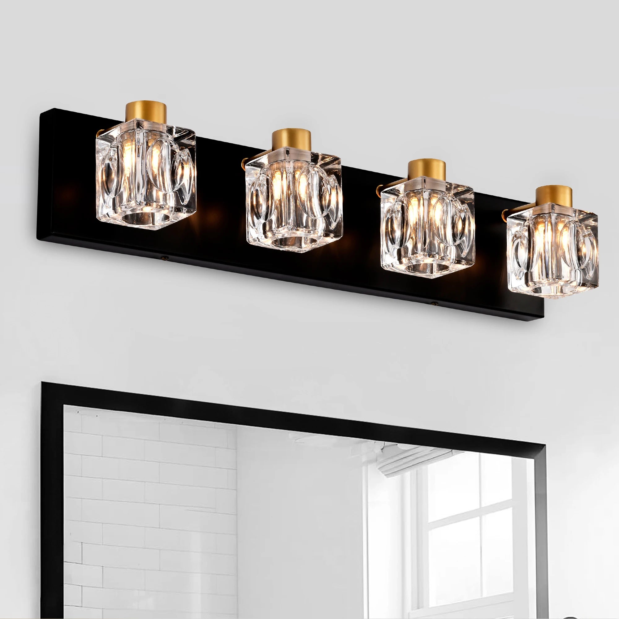 cube glass vanity light