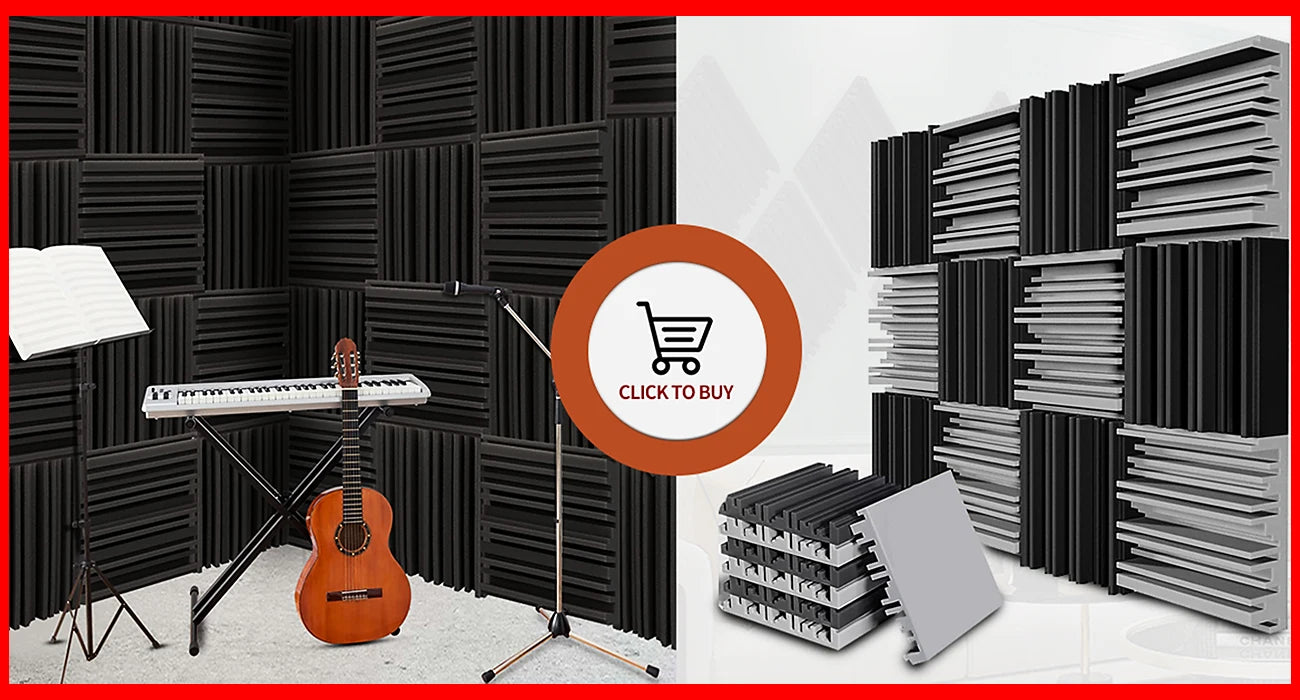 Soundproof Absorbing Foam Panels – Noise Reduction & Echo Control (12 or 24 pcs)