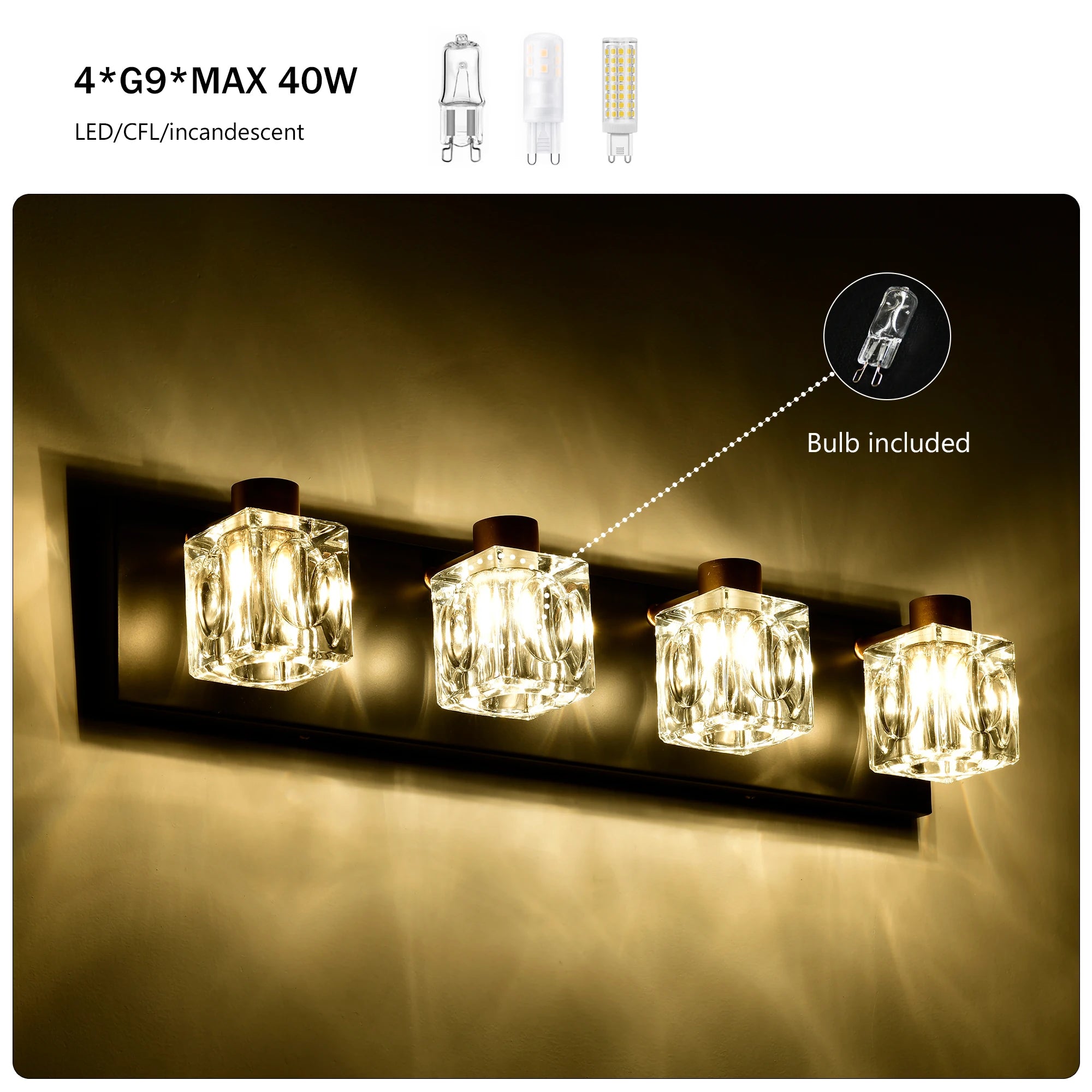 cube glass vanity light