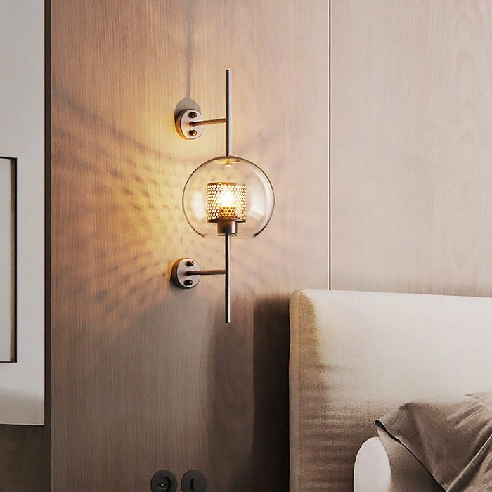 Glass shade wall light