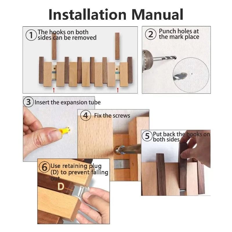 Flip-down wall hooks